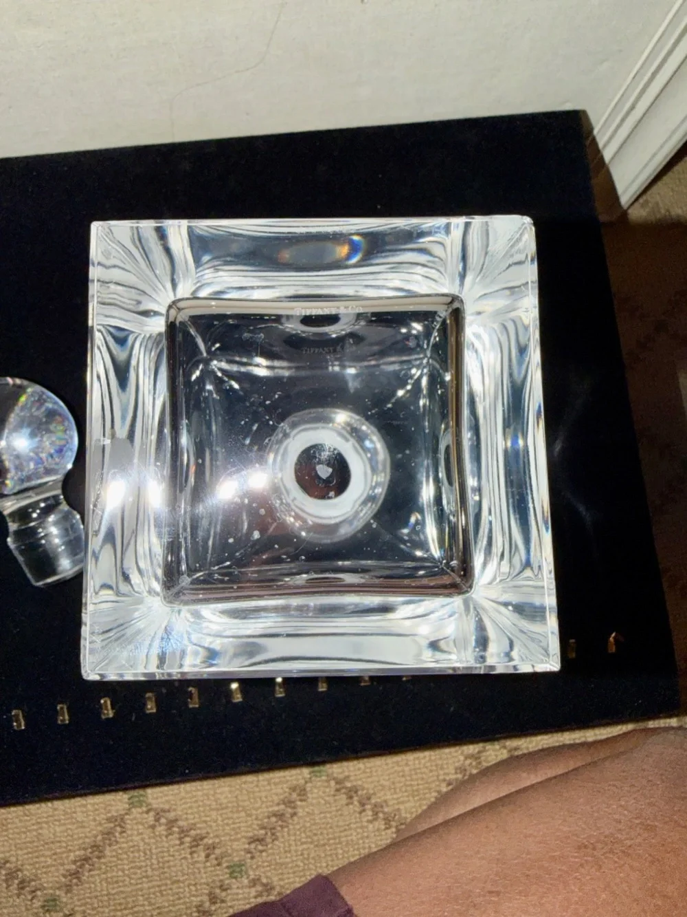Tiffany & Co. Vintage Home Essentials Classic Square Decanter in Crystal Glass.